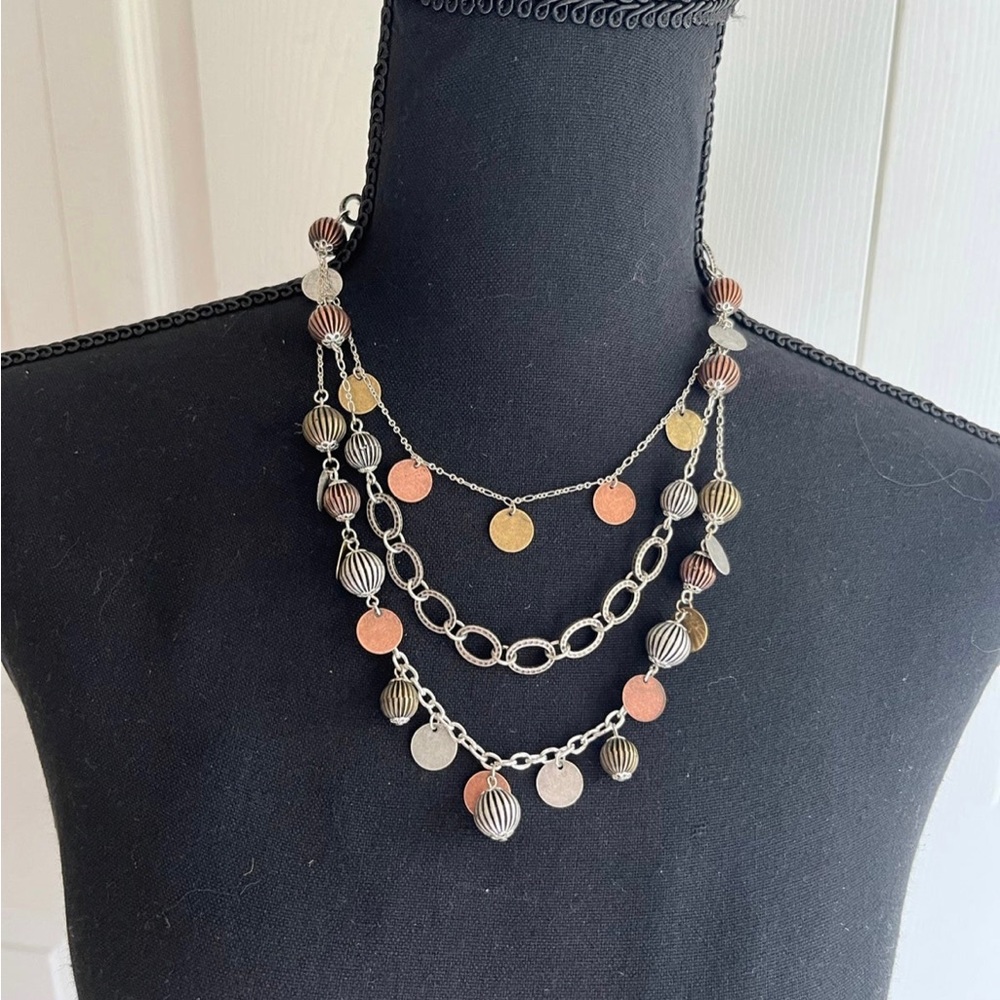 Silver and copper colored tiered Necklace